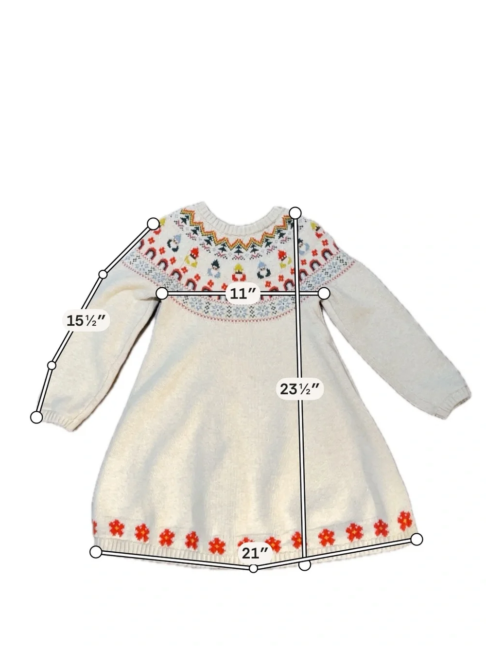 Hanna Andersson Girls US 5 Nordic Fair Isle Gnome Sweater Dress